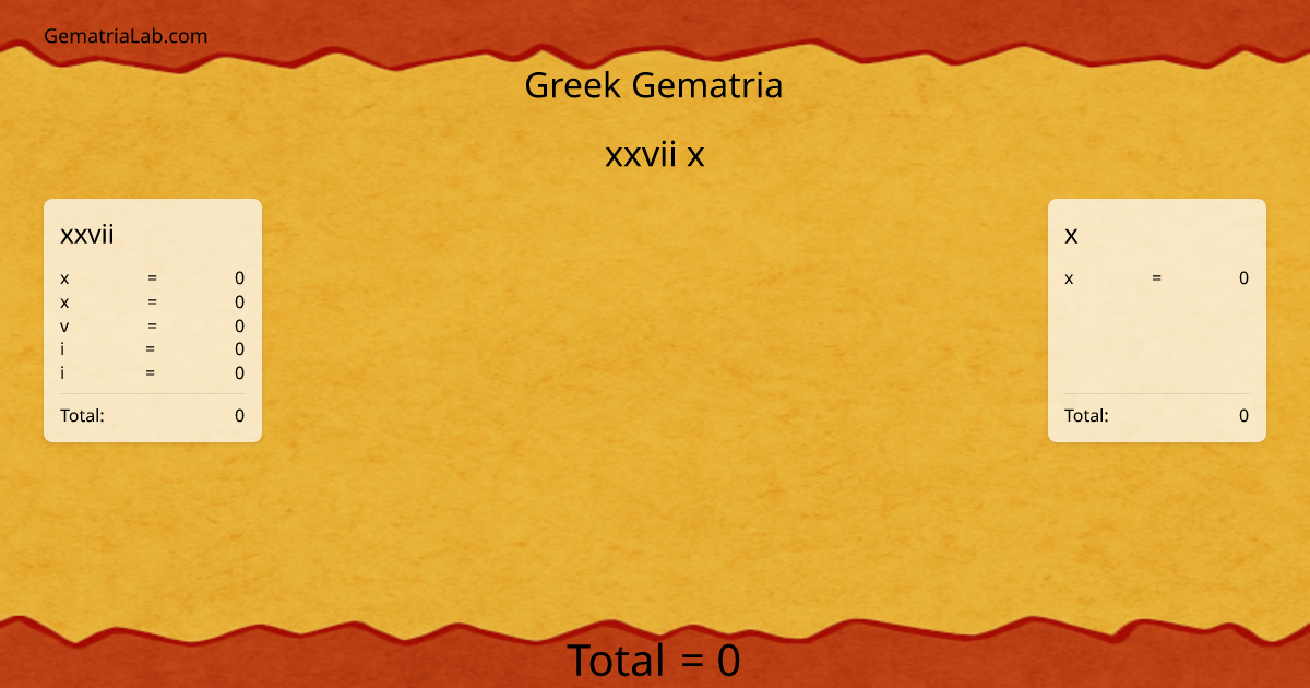xxvii x in greek Gematria
